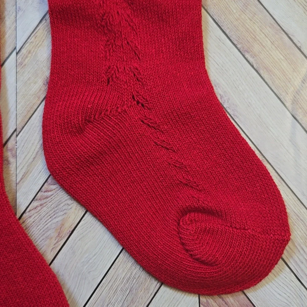 Baby Girl Red Knit Knee High Socks Vintage Style Christmas Holiday Accessory